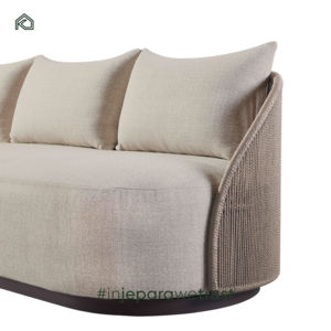 Banu <b>Sofa</b> Teak <b>Wood</b> <b>Frame</b> Combined Upholstery Synthetic Rattan Creates Durable Modern Comfort Outdoor Living Room Furniture - Product Image 5