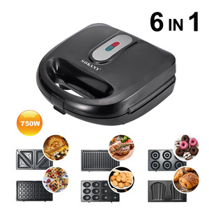 Cross-Border Six-In-One Breakfast Machine Griddle Nut Waffle Maker Home Baking Toast Heating <b>Toaster</b> for Household Use Household - Product Image 2