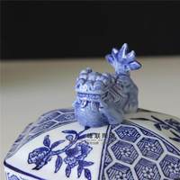 Boîte à bijoux en porcelaine bleue à fleurs, faite à la main à Jingdezhen, pot à collations et aliments, décoration d'intérieur, ornements de porche, idéal pour les fêtes, sans danger pour les aliments
