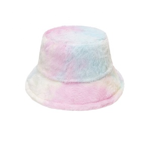 Caldo ed elegante pelliccia sintetica calda e soffice foglia di cartone animato Velour pescatore inverno arcobaleno <span class=keywords><strong>nuvola</strong></span> cravatta disegno cappello a secchiello - Product Image 2