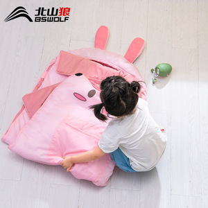 Busy Children Sleeping Bag Pink Bunny Design Summer Camp Use Breathable Polyester Filling - Product Image 4