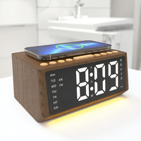 Horloge de table, nouvelle, 4 en 1, chargeur sans fil, grand écran, réveil numérique, radio FM rétro, haut-parleur Bluetooth, horloge, éclairage ambiant