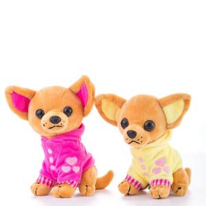 Sevimli <span class=keywords><strong>Chihuahua</strong></span> peluş oyuncak kahverengi köpek giysileri ile gerçekçi hayvan oyuncak peluş hayvan oyuncak - Product Image 2