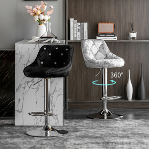 Bar <strong>Stool</strong> Height <strong>Adjustable</strong> Lift Tall Back Cheap Luxury Modern Home Furniture Swivel Metal Velvet Kitchen High Chairs Bar <strong>Stool</strong> - Product Image 3