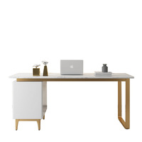 Bureau d'ordinateur moderne contemporain en marbre, bureau de luxe en fer avec hauteur réglable et tiroirs