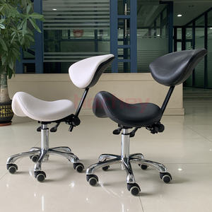 Taburete Redondo Giratorio Elevador de Fábrica <span class=keywords><strong>Hochey</strong></span>, Taburete Móvil de PU Negro para Médico, Taburete Redondo para Salón de Belleza con Respaldo - Product Image 6