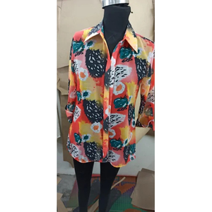 เดรสผ้าฝ้ายพิมพ์ลายขายดีประจำปี 2026 คอวี แขนสามส่วน ความยาวระดับน่อง ผลิตจากผ้าฝ้ายผสมไหม สำหรับผู้หญิง - Product Image 1