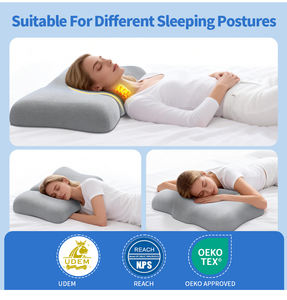 <span class=keywords><strong>Oreiller</strong></span> cervical orthopédique moderne en mousse à mémoire de forme pour dormeurs sur le dos, qui enveloppe en douceur la tête et offre un soutien du cou, soulageant les douleurs aux épaules - Product Image 2