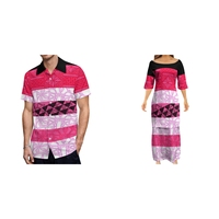 Robes Puletasi tendance pour femme et chemises Aloha pour homme, motif tribal bleu polynésien, ensemble couple, inspiré de l'art des îles du Pacifique - Vente chaude