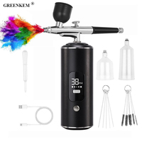 Pistolet Aérographe Portable 38PSI avec Écran LCD, Kit Aérographe Sans Fil pour Ongles, Compresseur d'Aérographe Automatique pour Peinture d'Art Ongulaire