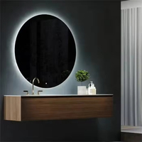 Meuble-lavabo mural moderne en bois massif, résistant à l'eau, avec miroir LED et vasque en céramique – Idéal pour hôtels et chambres à coucher – Nouvelle collection en promotion