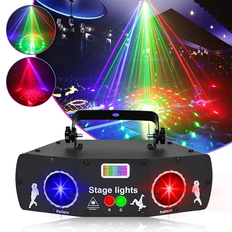Newish luzes de projetor a laser rgb, 5 olhos, equipamento de dj, iluminação de palco, controlador dmx, festa, para discoteca