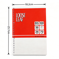 Papel de Hojas Sueltas B5 de Malasia, 26 Orificios, 70 g/m², Papel de Recambio Rayado, 100 Hojas para Carpeta, Cuaderno, Material Escolar