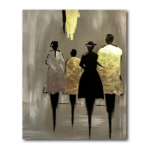 Nordische Abstrakte Kunst Goldene Figuren Dekoratives Gemälde Wohnzimmer Hintergrundwand Eingangsbereich Ölgemälde Wandbehang - Product Image 1