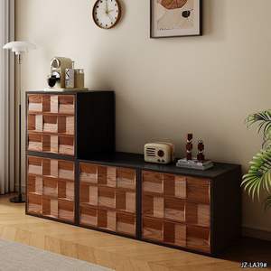 Armoire de rangement modulaire en bois massif pour salon, armoire de sol avec portes, design multifonctionnel à plusieurs niveaux - Product Image 1