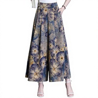 Culottes amples à taille haute et jambe large imprimées effet déchiré pour femme – Nouvelle collection été 2026 – Style coréen drapé et décontracté
