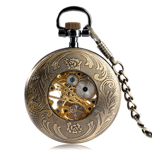 <span class=keywords><strong>Montre</strong></span> de poche mécanique manuelle en bronze à chiffres romains de luxe à face ouverte avec chaîne pour <span class=keywords><strong>homme</strong></span> cadeau <span class=keywords><strong>vintage</strong></span> - Product Image 2