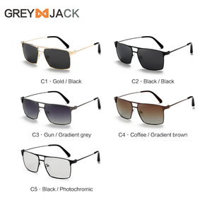 Lunettes de soleil carrées en métal Greyjack pour hommes, verres polarisés UV400 TAC, monture noire, lunettes de conduite - Product Image 3