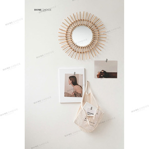 Classic Europe Design Handmade Eye Shape <strong>Rattan</strong> <strong>Mirror</strong> Natural Color Decorative Wall <strong>Mirror</strong> - Product Image 2