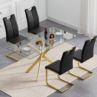 Chaises de salle à manger modernes minimalistes en fer plaqué or avec revêtement en cuir, ensembles table-chaise, mobilier de maison, best-seller à l'étranger