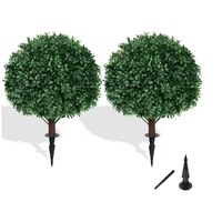 Tanaman Buatan Plastik Boxwood Grosir, Pot Tanaman Dekoratif Indoor Outdoor, Boxwood Simulasi untuk Diletakkan di Tanah