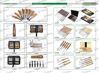 Usine professionnelle bricolage 12 pièces 60Crv costume de travail du bois sculpture ciseau ensemble outils à main en bois de hêtre dans une boîte en bois couteau miroir