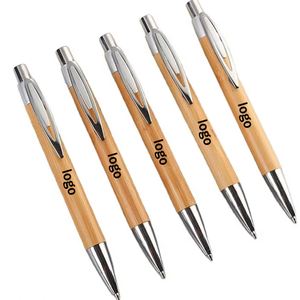 <b>Creative</b> Retractable Bamboo Pen Custom Logo Plastic Ballpoint Pen for Hotel Promotional <b>Gift</b> Advertising Laser Printing - Product Image 1