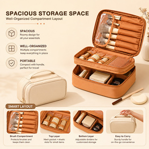 OEM ODM Service Pearl Cotton Padded Cosmetic <b>Case</b> Multi-Compartment Daily <b>Makeup</b> Storage Professional - Product Image 3