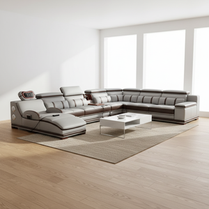 <span class=keywords><strong>Divano</strong></span> <span class=keywords><strong>Angolare</strong></span> in Pelle a L con Massaggio Elettrico, Altoparlante Bluetooth, Poggiatesta Regolabile, Arredamento Smart per Soggiorno - Product Image 6