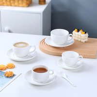 Service à thé en porcelaine de luxe personnalisé 12 pièces pour restaurant unique cappuccino tasses à café et soucoupes pour thé blanc uni avec logo