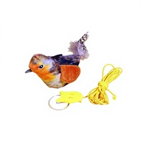 Mainan Kucing Interaktif Suara Burung Lucu dengan Desain Burung Realistis, Tali Elastis & Bulu Gantung untuk Anak Kucing