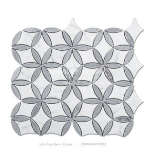 Màu trắng và màu xám hoa hình sàn đá cẩm thạch thiết kế đá cẩm thạch phòng tắm Gạch <span class=keywords><strong>Mosaic</strong></span> Thiết kế sàn Thái Lan nhà máy - Product Image 2