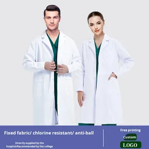 Manteaux <span class=keywords><strong>de</strong></span> laboratoire blancs à manches longues pour hommes et femmes Vêtements <span class=keywords><strong>de</strong></span> travail pour salons <span class=keywords><strong>de</strong></span> beauté Étudiants Infirmières Hôpitaux Approvisionnement direct - Product Image 3