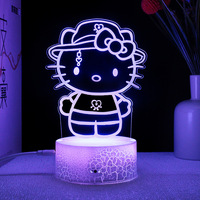 Dessin animé kitty petite veilleuse led lampe de table 3d créative