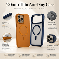 Casing Pelindung Lensa TPU+PC Tipis 2.0mm Anti-Sidik Jari Mewah untuk 16 Pro Max/15 Pro/14 Penutup Belakang Magnetik yang Dapat Disesuaikan