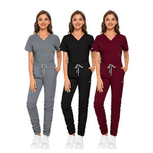Viaoliカスタムサービスサポートノベルティ医療ナーススクラブユニフォームデザイン半袖スクラブトップスタックパンツ - Product Image 5