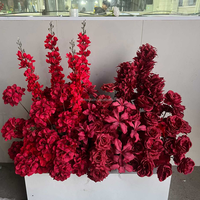 Décoration de mariage, panneau floral exquis de 50 cm, rouge bordeaux, haute qualité, rangée de fleurs personnalisée pour l'allée