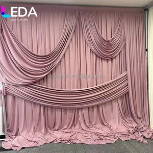 LEDA Décoration de mariage Rideau de fond 20Ftx10Ft Rouge froissé avec franges à paillettes, Fournitures de fête - Product Image 6