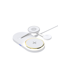 Chargeur sans fil magnétique pliable 15W, support métallique fin 22mm pour téléphone, montre, écouteurs avec sortie USB et lumière ambiante LED