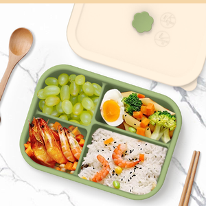 4 <b>Compartment</b> Bento <b>Lunch</b> <b>Box</b> Silicone Food Storage Containers for Adults/kids/students - Product Image 1