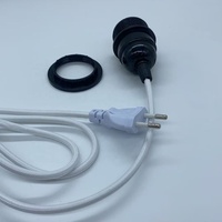 Cordon textile vintage avec interrupteur à prise EU, douille E27 en bakélite pour ampoule, support de lampe pour ensembles de cordons de suspension