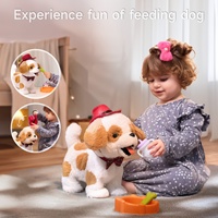Tumama enfants jouets en peluche électroniques chapeau pour animaux de compagnie chiot aboiement et laisse marche chien alimentation plat jouet ensemble pour enfant d'âge préscolaire intérieur