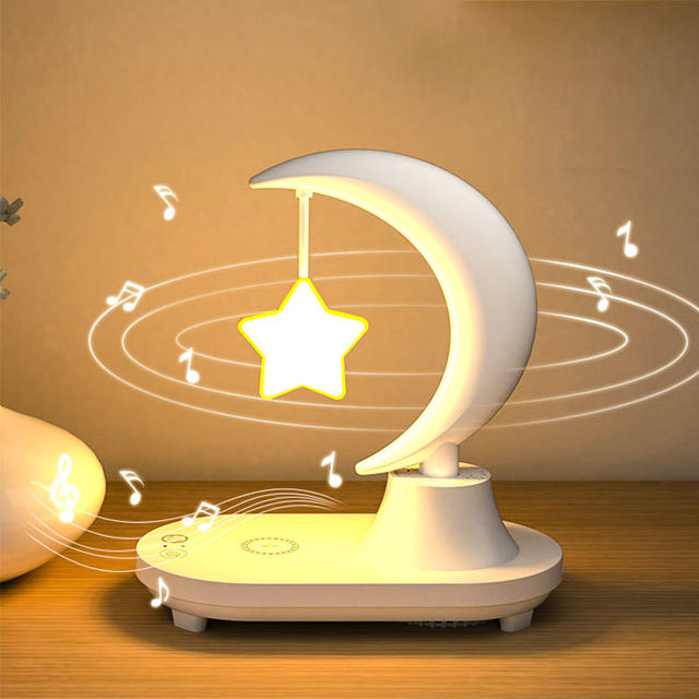 Usb Touch Rechargeable Bedroom Music Blue Tooth Speaker Lamp Night Light Moon and Star Table lamp