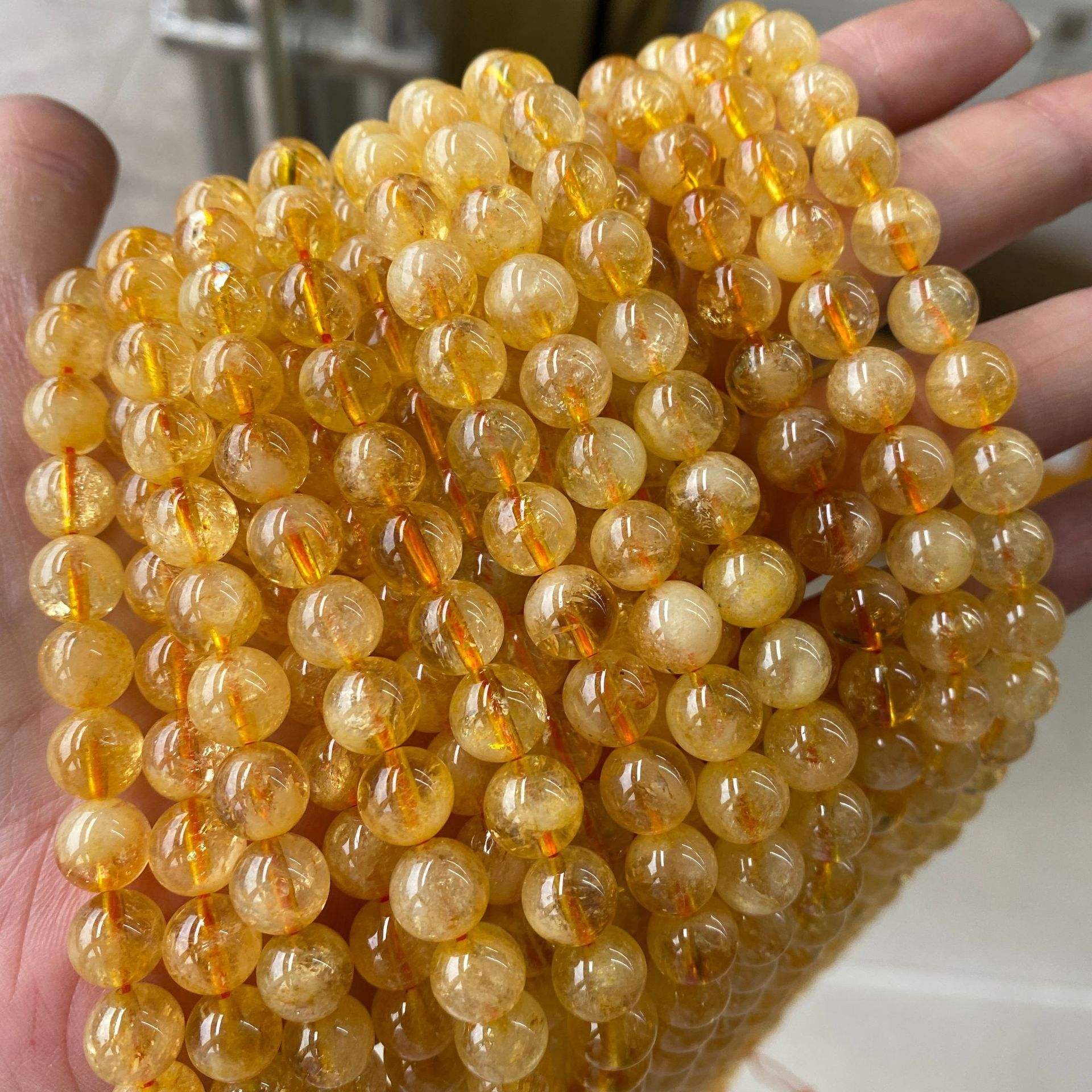 Natural Citrine Round Loose Gemstone Beads For Jewelry Making