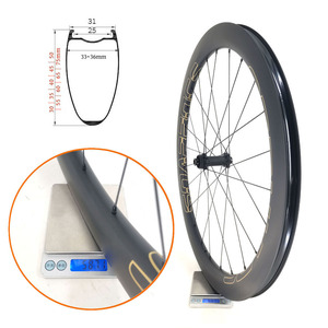 Jeu de roues de vélo de route en carbone SOARROCS 31 mm de large 700C, roue de gravier en carbone tubeless 25 mm de large avec frein à disque céramique Ratchet 54T - Product Image 2