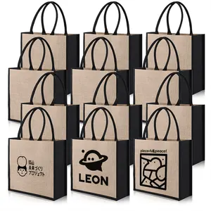 Sıcak satış özel baskılı jüt alışveriş çantası satılık hediye özel Logo doğal çevre dostu çuval bakkal alışveriş Tote jüt çanta