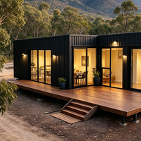 Maison modulaire préfabriquée en forme de L sur mesure OEM, entièrement vitrée, en acier, étanche, avec terrasse, pour hôtel, villa, projet de complexe hôtelier