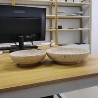 Bol en travertin beige naturel de Corée, grand plateau rond en pierre pour la vanité, plateau de rangement pour fruits, bonbons et bijoux
