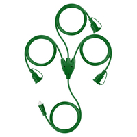 Rallonge extérieure 3 prises en ligne 18/3 AWG SJT US NEMA verte pour aménagement paysager et décorations de fêtes, avec mise à la terre ETL