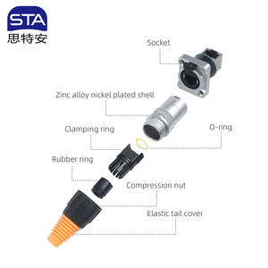 Conector de Aviación IP67 Impermeable RJ45, Conectores de <span class=keywords><strong>Red</strong></span> Duales, Macho y Hembra, Montaje en Panel, Enchufe - Product Image 2